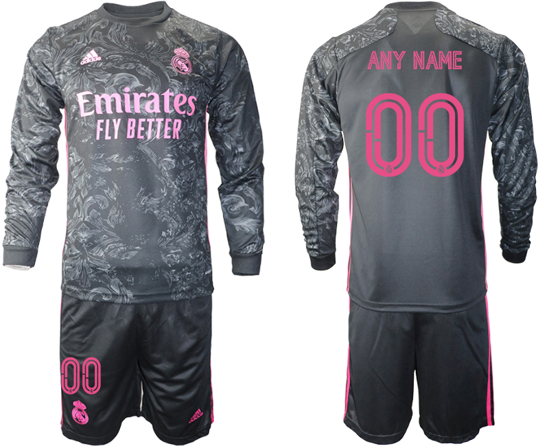 2021 Men Real Madrid away long sleeve any name soccer jerseys->real madrid jersey->Soccer Club Jersey